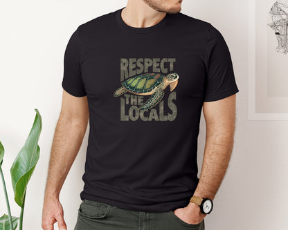brand:Bella Canvas|color:Black|Respect The Locals Sea Turtle Graphic T-Shirt