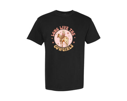brand:Comfort Colors|color:Black|Long Live The Cowgirls Western Graphic T-Shirt
