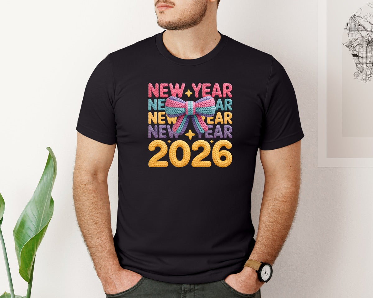 brand:Bella Canvas|color:Black|Happy New Year 2026 New Year 6 Graphic T-Shirt