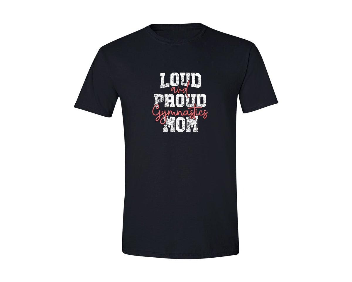 brand:Generic|color:Black|Loud Proud Gymnastics Mom Mothers Day Graphic T-Shirt