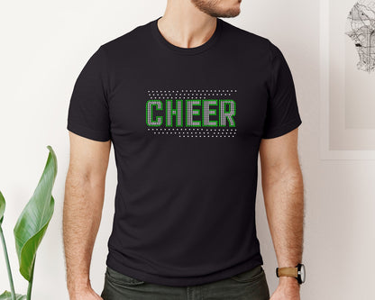 brand:Bella Canvas|color:Black|Cheer Rhinestone Templates Design 3 Graphic T-Shirt