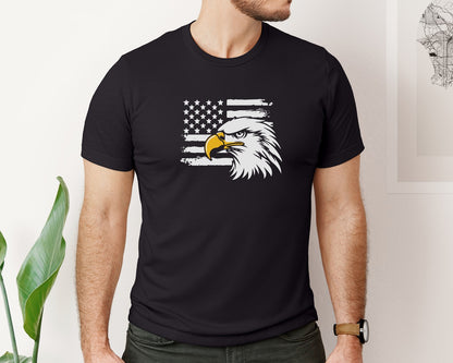 brand:Bella Canvas|color:Black|Eagle With American Flag Usa Graphic T-Shirt