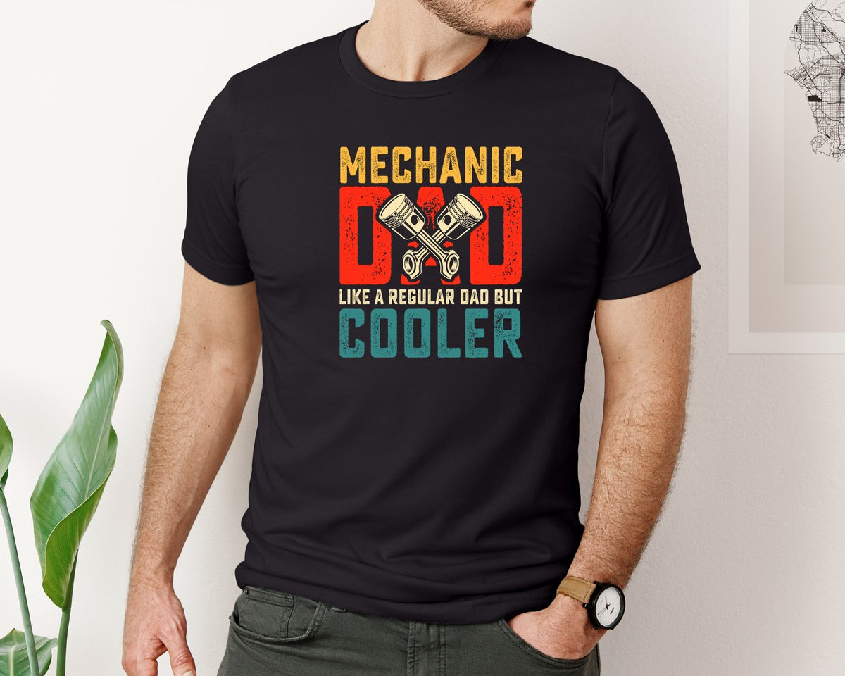 brand:Bella Canvas|color:Black|Mechanic Dad Fathers Day T Shirt Design 2 Graphic T-Shirt