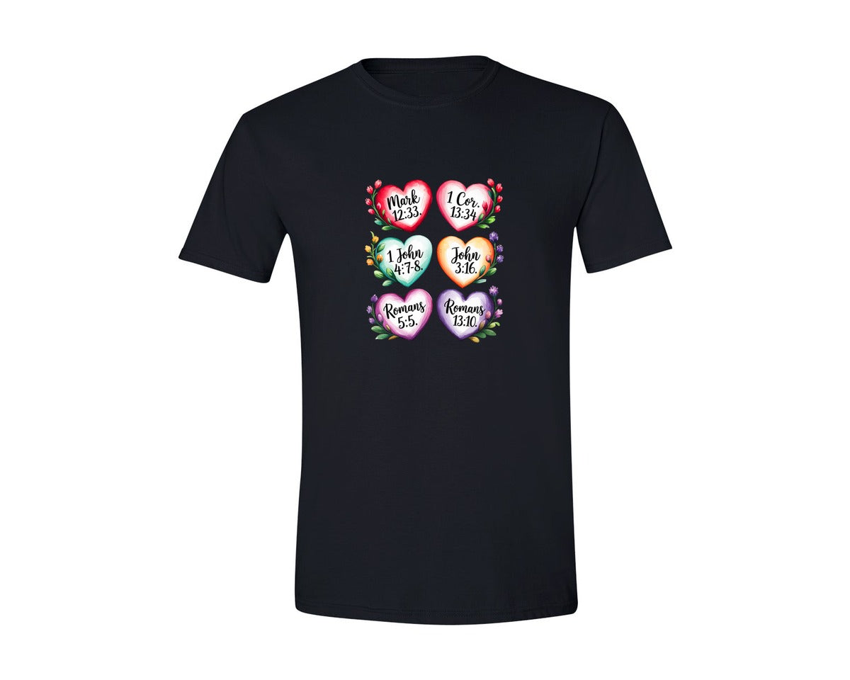 brand:Generic|color:Black|Christian Love Quotes Bible Verses Graphic T-Shirt