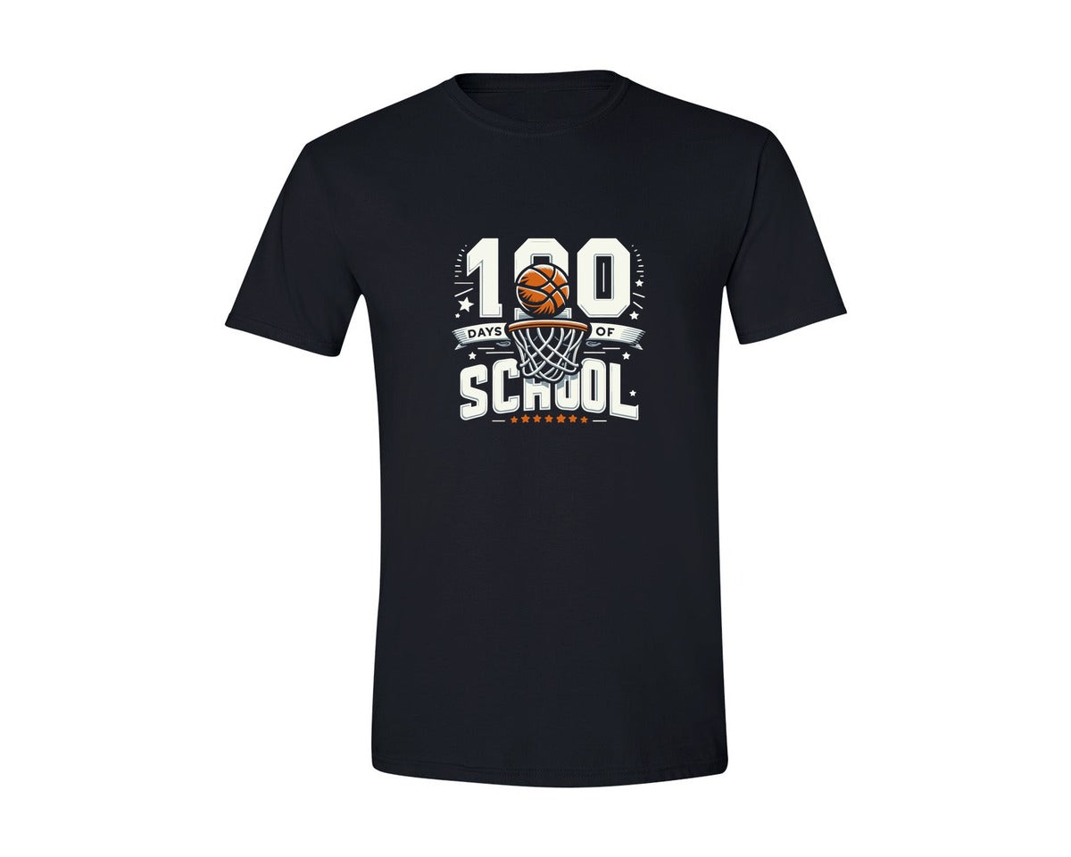 brand:Generic|color:Black|100Th Day Of School Basketball 100 Graphic T-Shirt