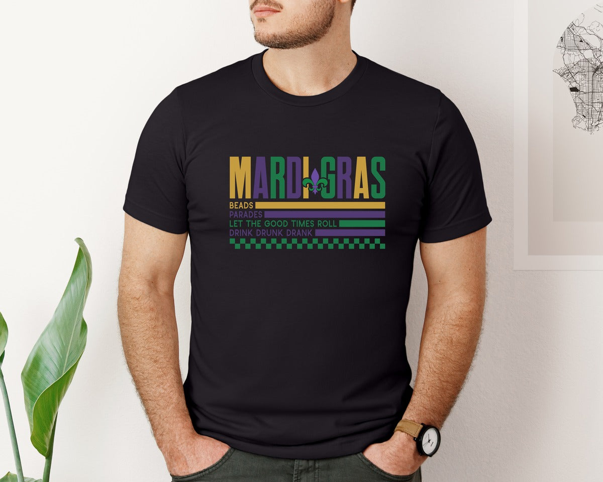 brand:Bella Canvas|color:Black|Mardi Gras Funny Mardi Gras Graphic T-Shirt