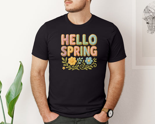 Faux Yarn Hello Spring Graphic T-Shirt