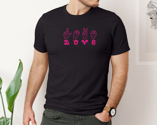 Asl Love Hand Sign Valentine Graphic T-Shirt