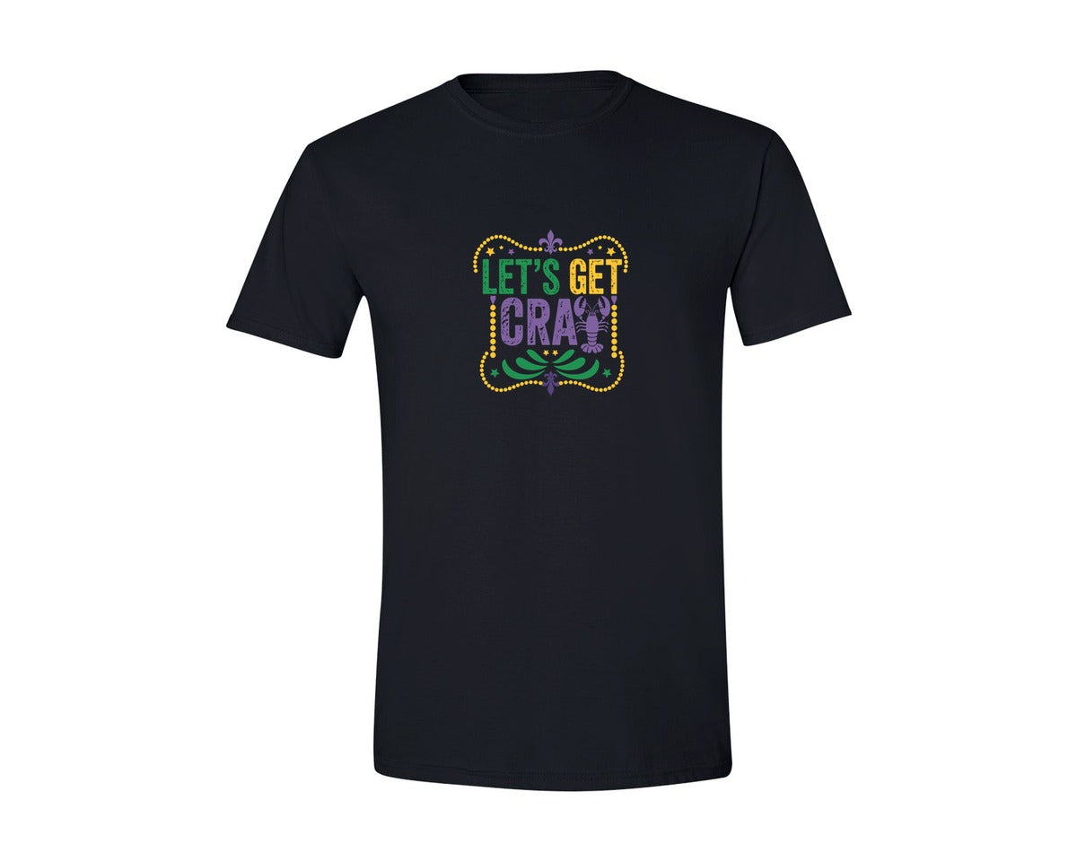 brand:Generic|color:Black|Mardi Gras Lets Get Cra Graphic T-Shirt
