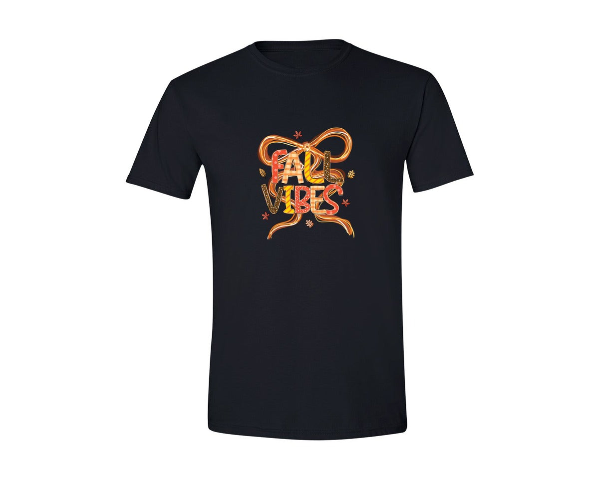 brand:Generic|color:Black|Fall Coquette Bow Fall Vibes 2 Graphic T-Shirt