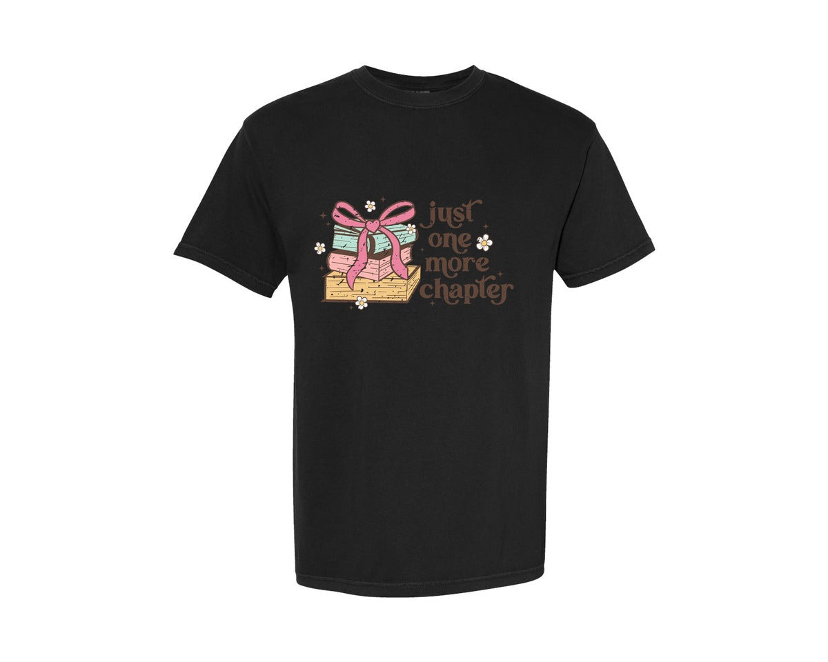 brand:Comfort Colors|color:Black|Just One More Chapter Reading Book Graphic T-Shirt