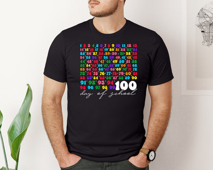 brand:Bella Canvas|color:Black|100Th Day Of School Teacher Kids 100 Graphic T-Shirt
