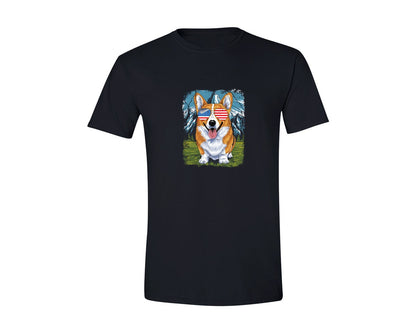 brand:Generic|color:Black|Corgi American Flag 4Th Of July Graphic T-Shirt