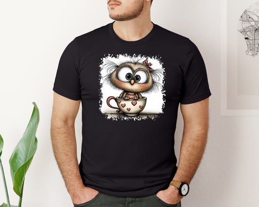 Owl Whimsical Valentine Square Tshirt Graphic T-Shirt