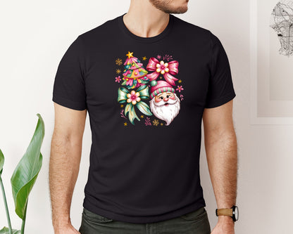 brand:Bella Canvas|color:Black|Santa Coquette Christmas Xmas Tree Graphic T-Shirt