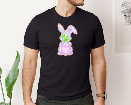 Brushstroke Easter Bunny Coquette Bow 2 Graphic T-Shirt