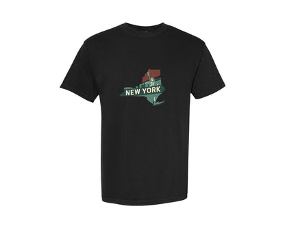 brand:Comfort Colors|color:Black|New York State Map 2 Graphic T-Shirt