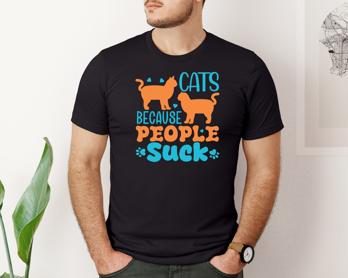 brand:Bella Canvas|color:Black|Cats Because People Suck T Shirt 10 Graphic T-Shirt