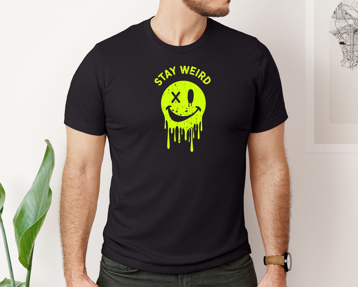 brand:Bella Canvas|color:Black|Stay Weird Be Yourself Rebellious Spirit Graphic T-Shirt