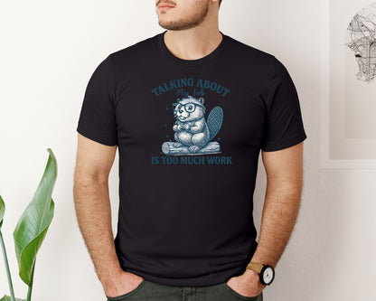 brand:Bella Canvas|color:Black|Funny Beaver Work T Shirt For Adults Graphic T-Shirt