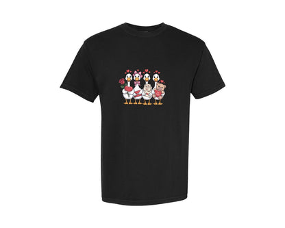 brand:Comfort Colors|color:Black|Pink Coquette Valentine Goose Graphic T-Shirt