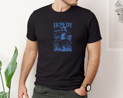brand:Bella Canvas|color:Black|Howdy Summer Western Cowgirl Graphic T-Shirt