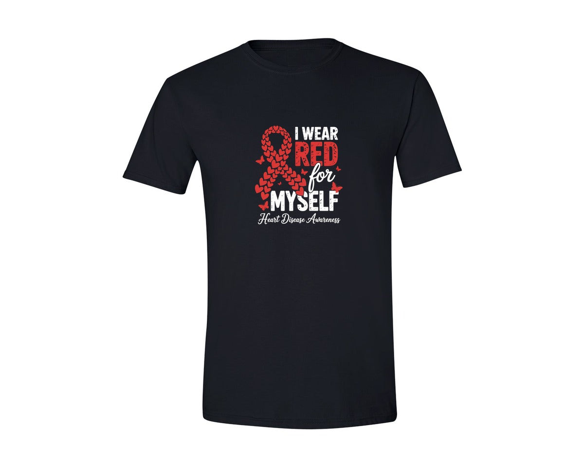 brand:Generic|color:Black|Heart Disease Awareness Ribbon Graphic T-Shirt