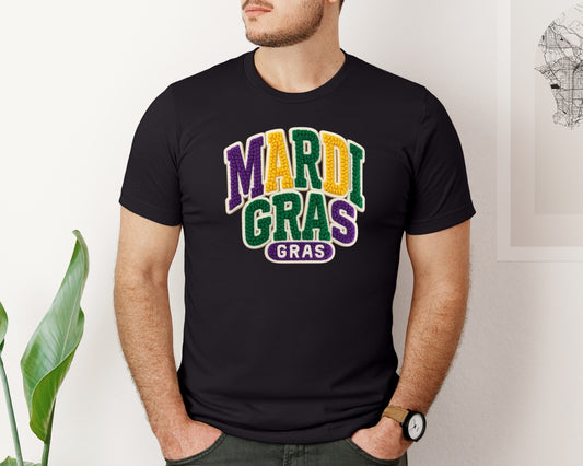 Crochet Mardi Gras Oval Badge Shirt Graphic T-Shirt