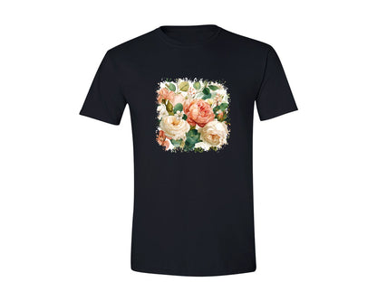 brand:Generic|color:Black|Pastel Flowers Square Tshirt 48 Graphic T-Shirt