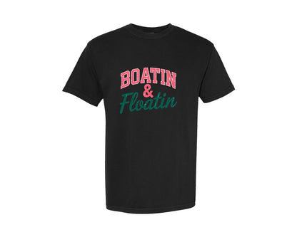 brand:Comfort Colors|color:Black|Boating And Floating Lake Life Graphic T-Shirt
