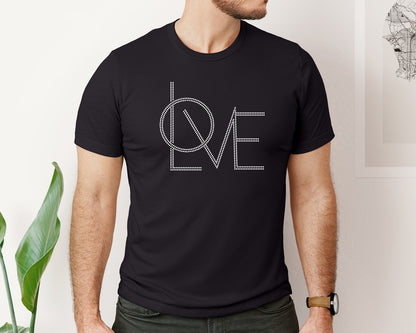 brand:Bella Canvas|color:Black|Love Rhinestone Design 9 Graphic T-Shirt