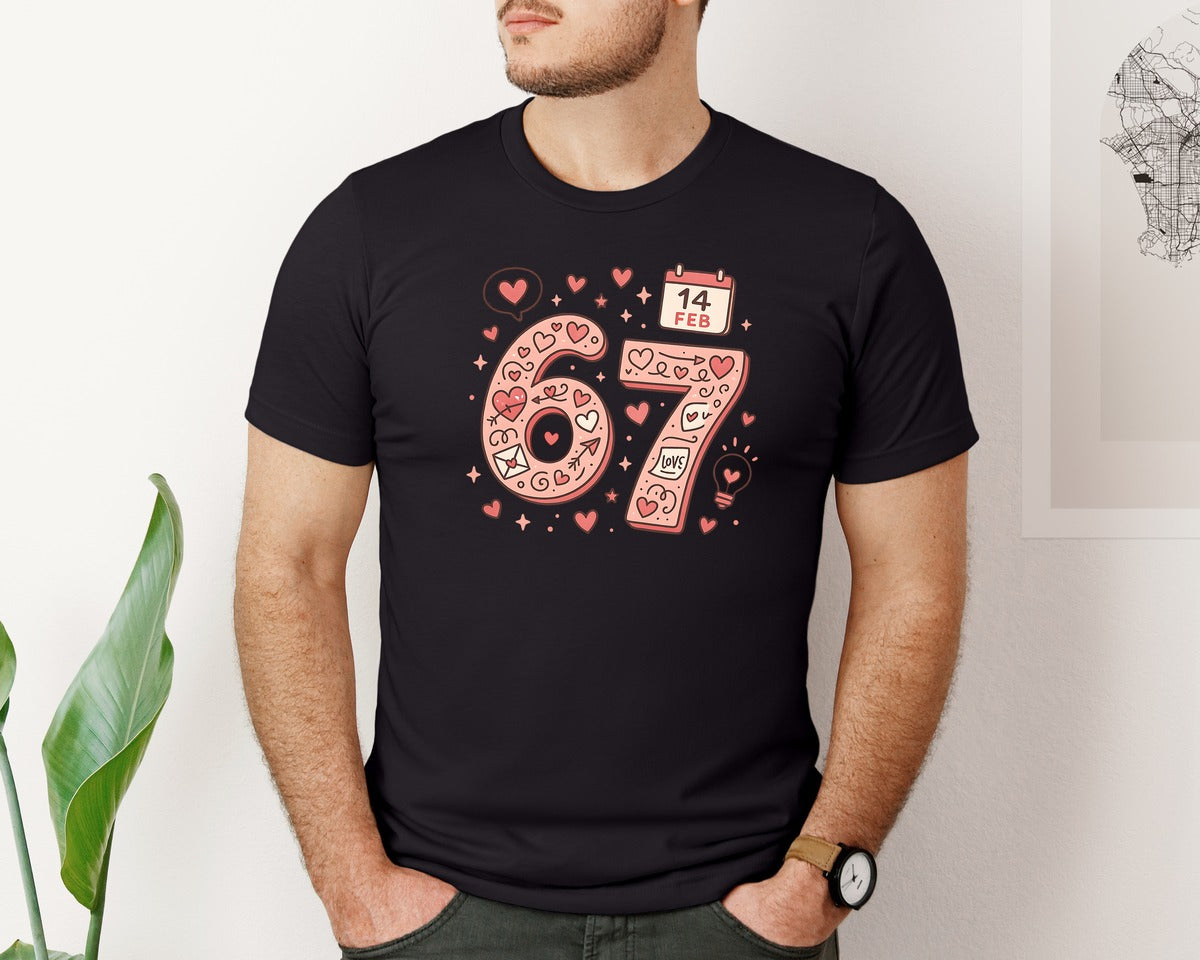 brand:Bella Canvas|color:Black|Valentine Grunge 67 Funny Valentine Graphic T-Shirt