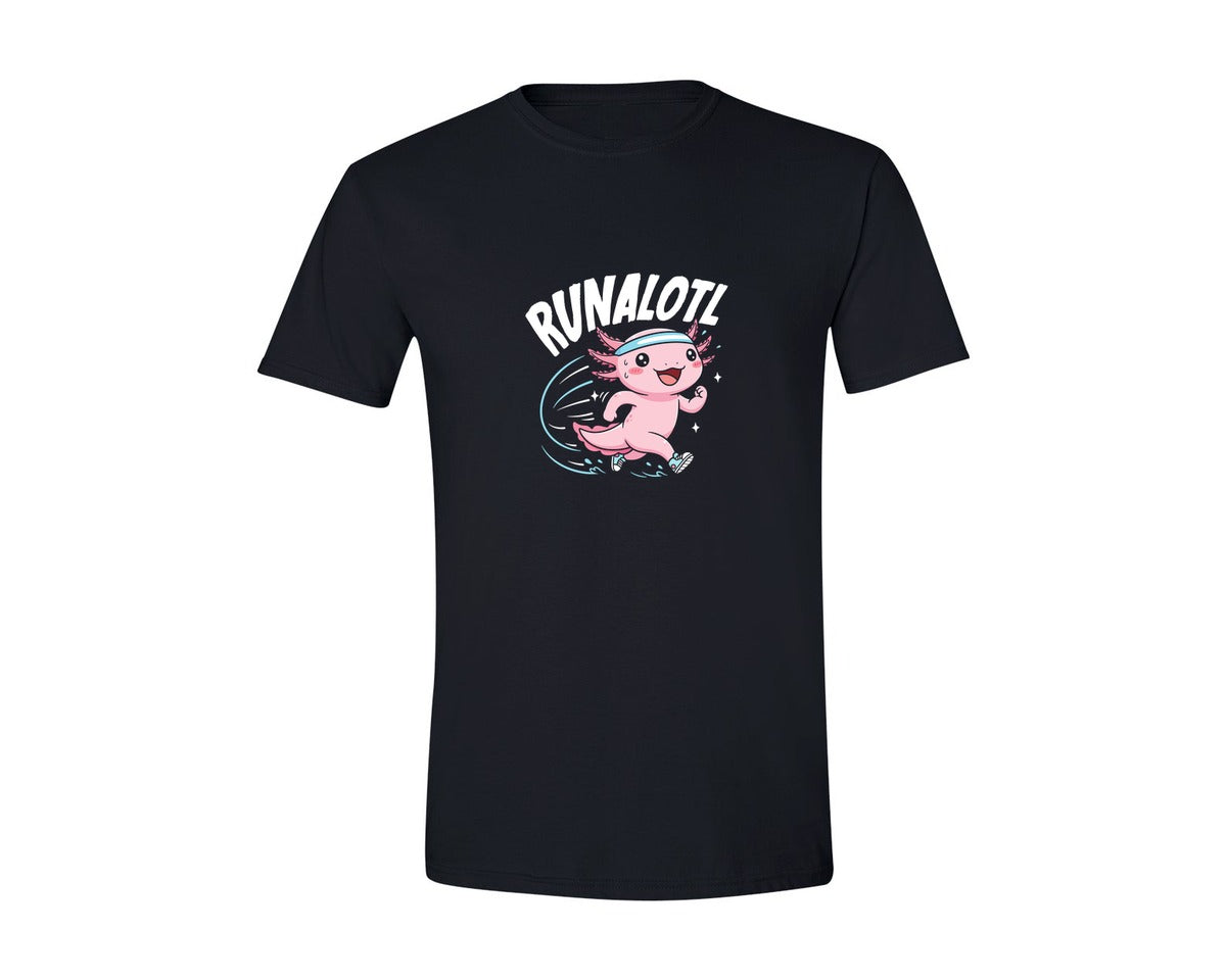 brand:Generic|color:Black|Runalotl Cute Axolotl Running Tee Graphic T-Shirt