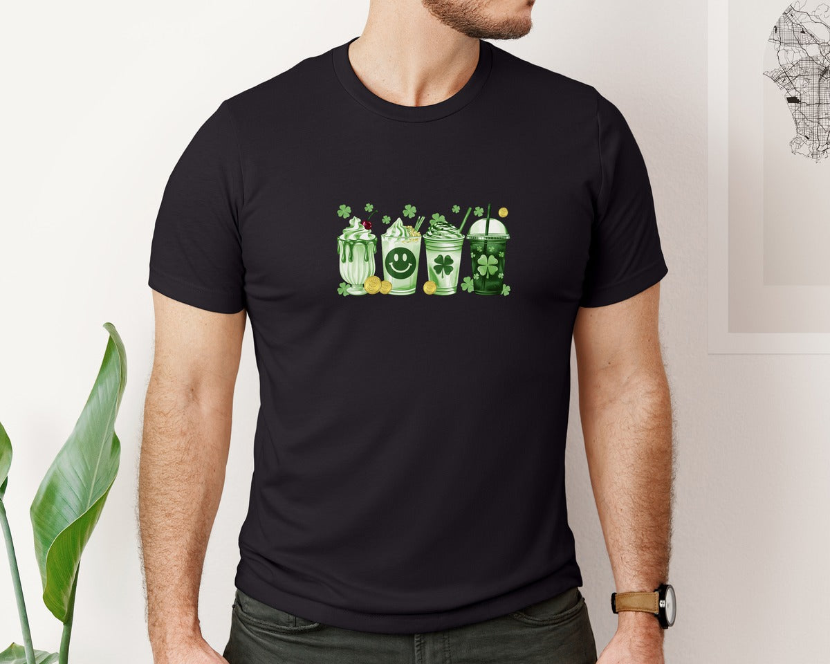brand:Bella Canvas|color:Black|St Patricks Green Drinks Graphic T-Shirt