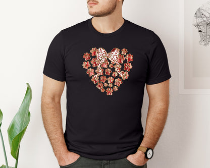 brand:Bella Canvas|color:Black|Paw Heart With Bow Dog Lover Graphic T-Shirt