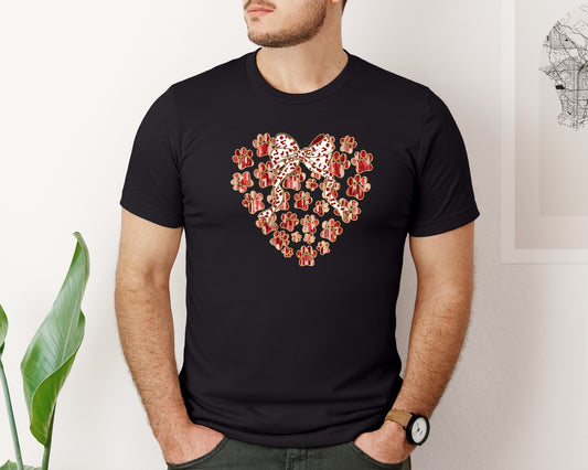 Paw Heart With Bow Dog Lover Graphic T-Shirt