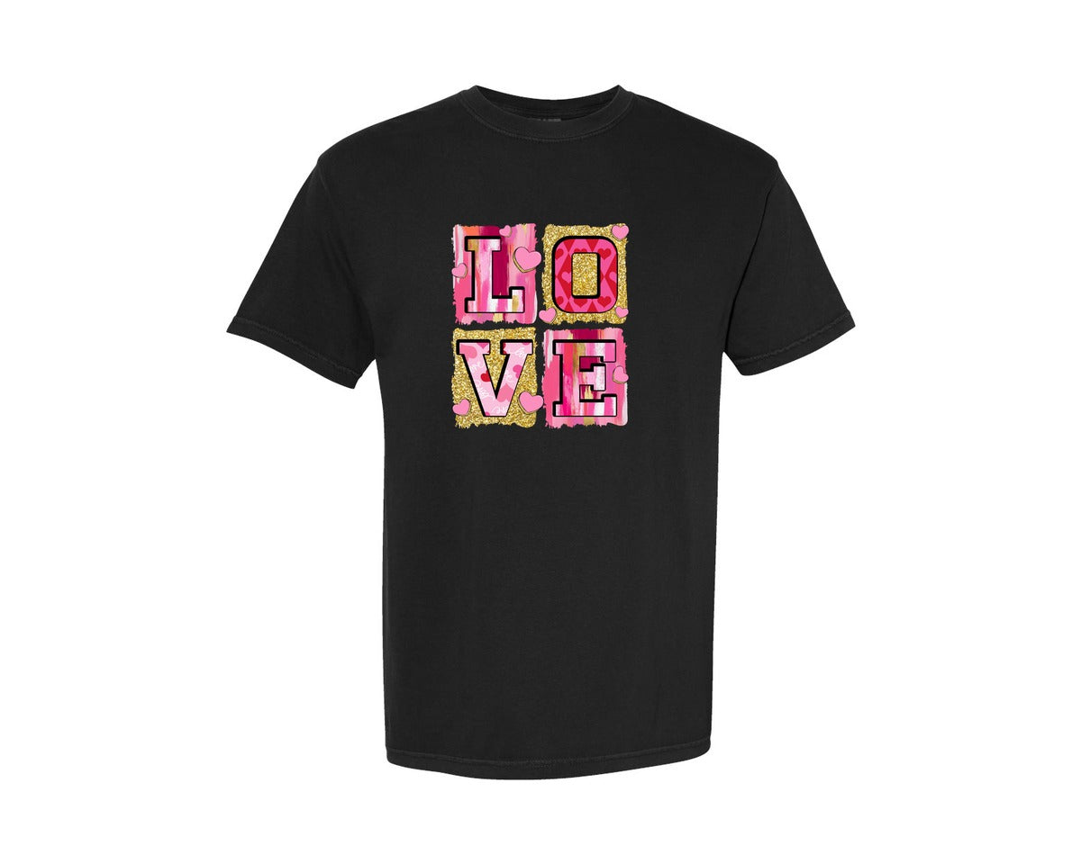 brand:Comfort Colors|color:Black|Pink Valentines Day Love Coquette Graphic T-Shirt