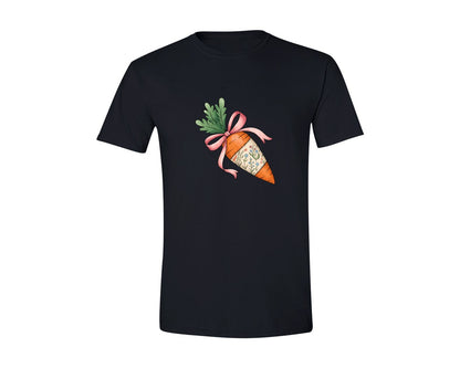brand:Generic|color:Black|Floral Easter Carrot Coquette Bow Graphic T-Shirt