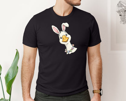 brand:Bella Canvas|color:Black|Cute Easter Bunny Goose Graphic T-Shirt