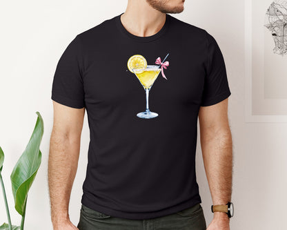 brand:Bella Canvas|color:Black|Coquette Lemon Drop With A Pink Bow Graphic T-Shirt