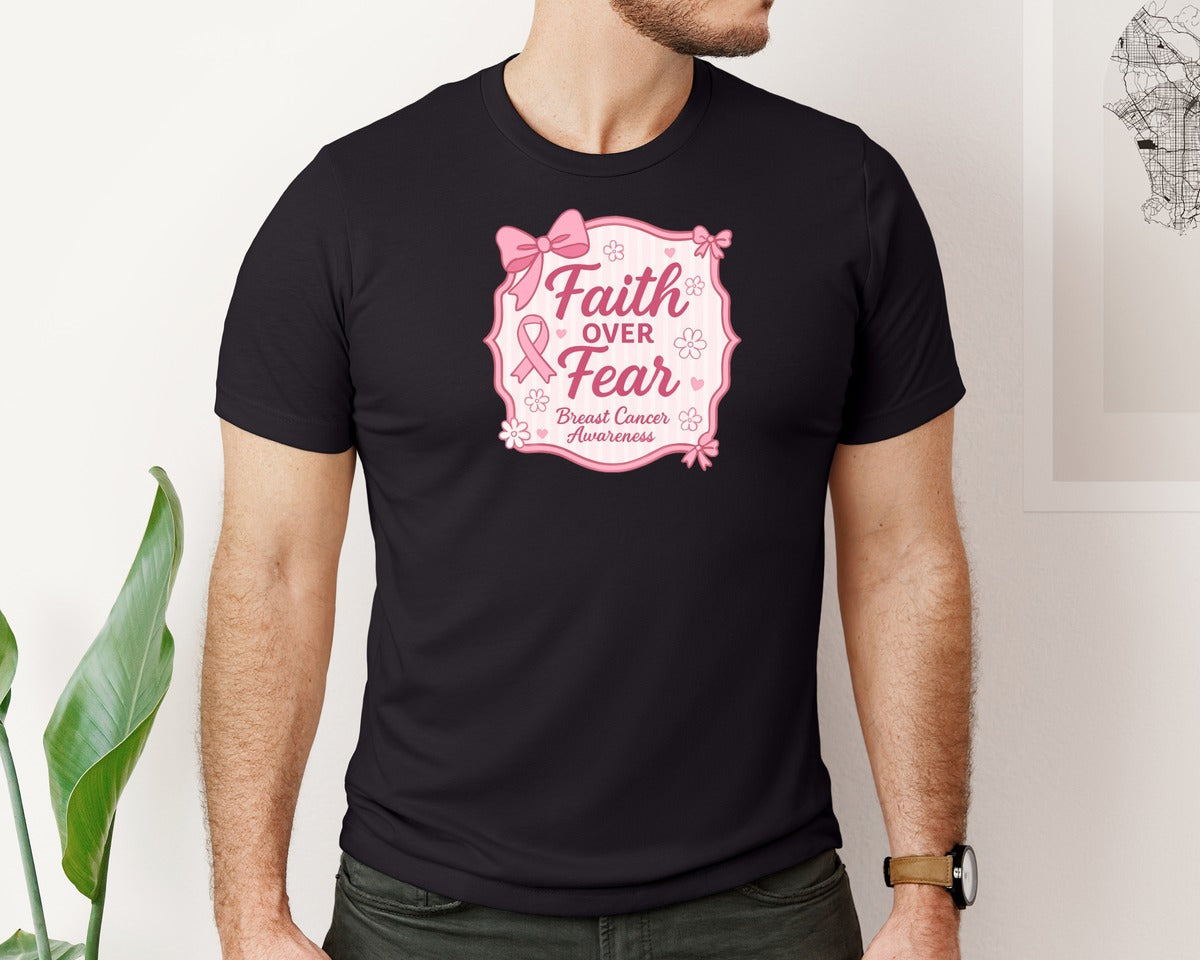 brand:Bella Canvas|color:Black|Breast Cancer Awareness Pink Ribbon 10 Graphic T-Shirt