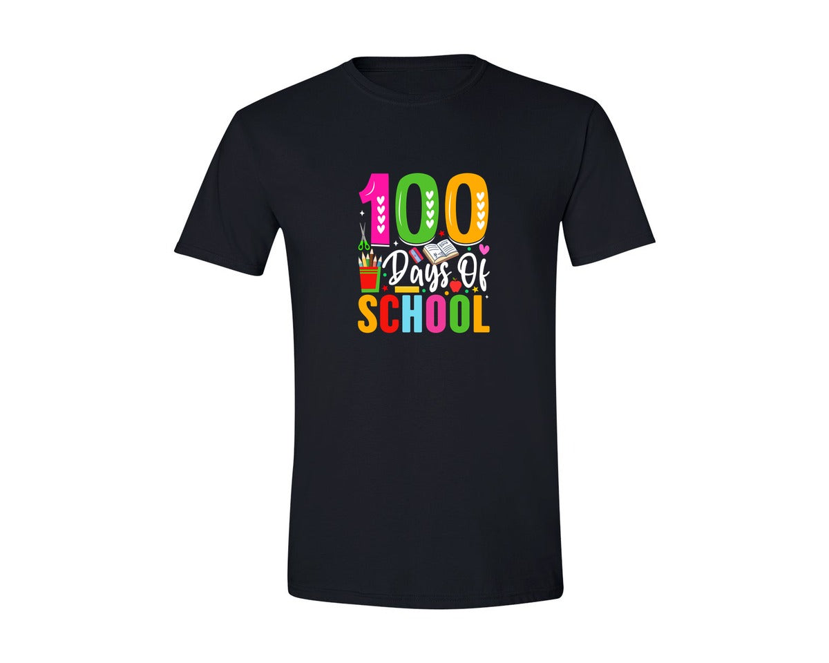 brand:Generic|color:Black|100 Days Of School Design Happy 100 Graphic T-Shirt