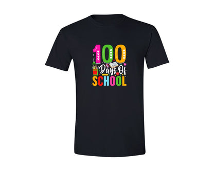 brand:Generic|color:Black|100 Days Of School Design Happy 100 Graphic T-Shirt