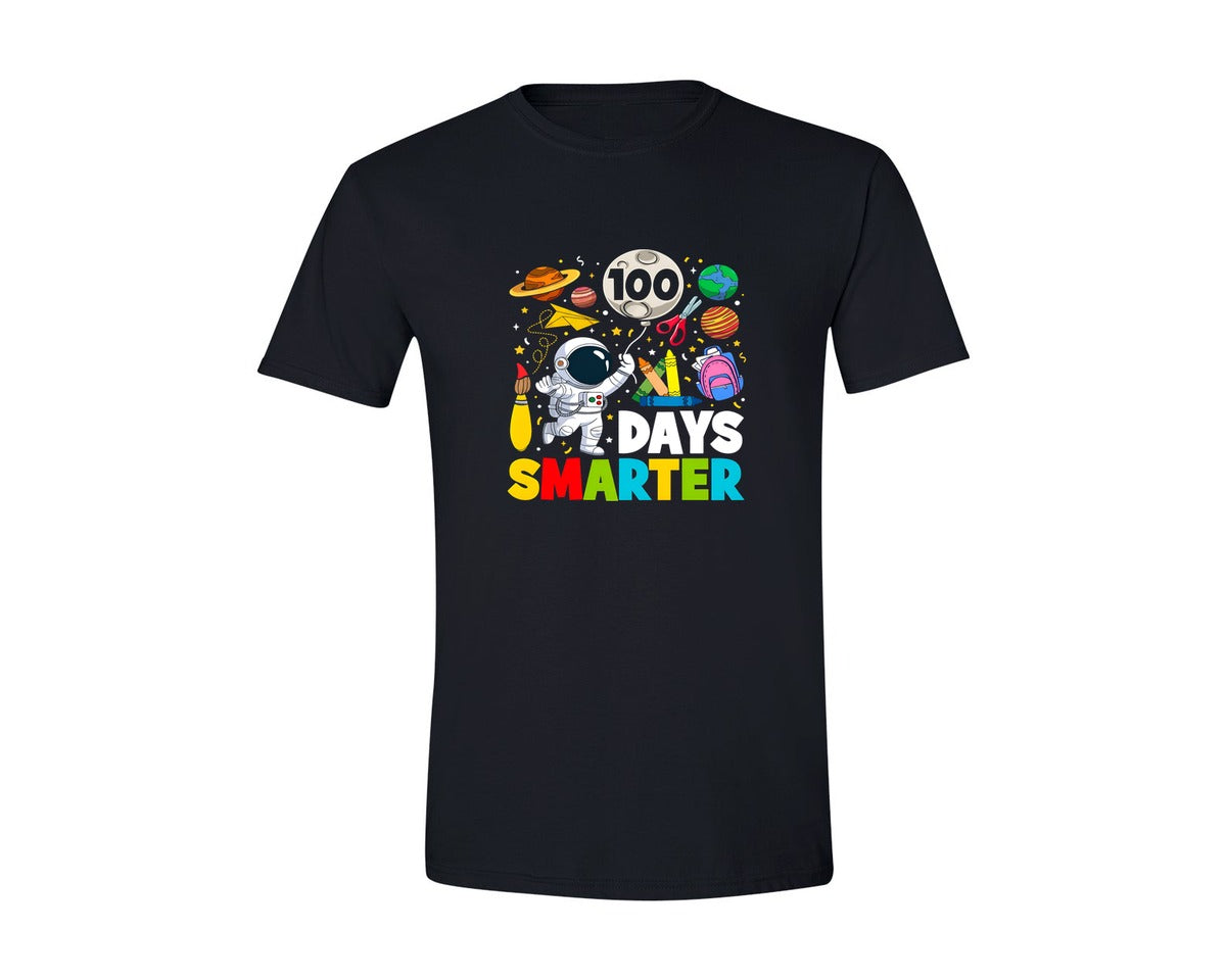 brand:Generic|color:Black|100 Days Smarter Astronaut School 2 Graphic T-Shirt