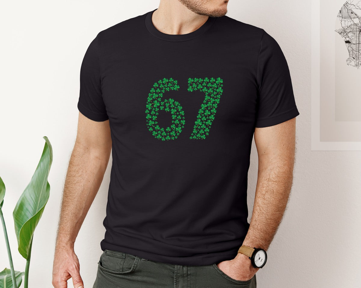 brand:Bella Canvas|color:Black|Trendy Irish Humor 67 St Patricks Day Graphic T-Shirt