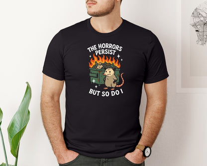 brand:Bella Canvas|color:Black|Funny Opossum Dumpster Fire T Shirt Graphic T-Shirt