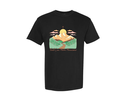 brand:Comfort Colors|color:Black|Faith Can Move Mountains Christian Quote 2 Graphic T-Shirt
