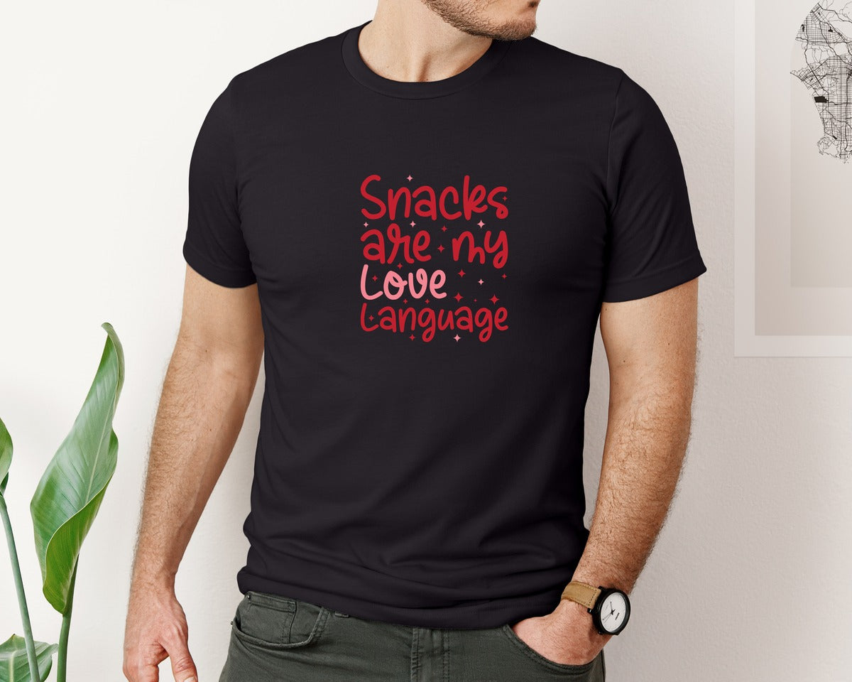 brand:Bella Canvas|color:Black|Snacks Are My Love Language 9 Graphic T-Shirt