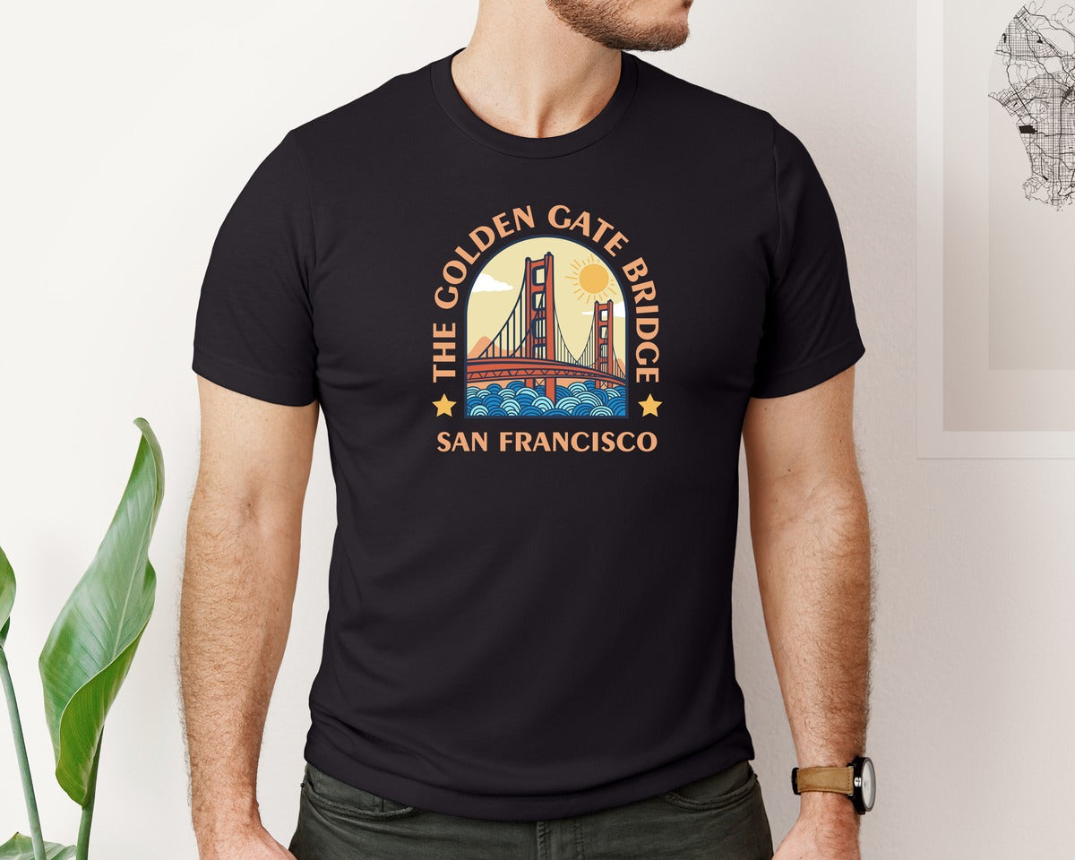 brand:Bella Canvas|color:Black|The Golden Gate Bridge Graphic T-Shirt