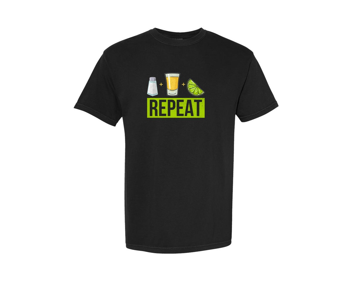 brand:Comfort Colors|color:Black|Salt Tequila Lime Repeat Graphic T-Shirt